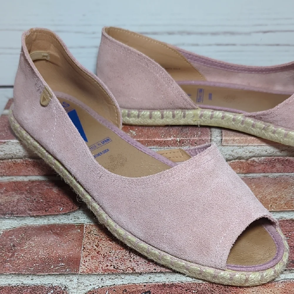 Verbenas Cruz Suede Blush Pink Flat Espadrille Sandal Made in Spain Women's 10.5